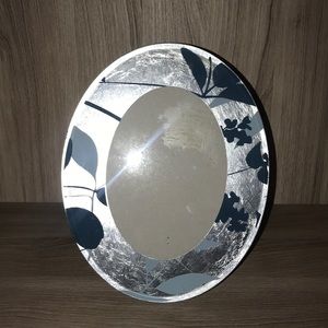 Silver & Blue Floral Oval Picture Frame